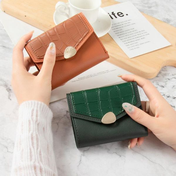 

card holders wallet thin multi-card id credit name bank business holder small pu leather coin purse women clutch money bag clips, Brown;gray
