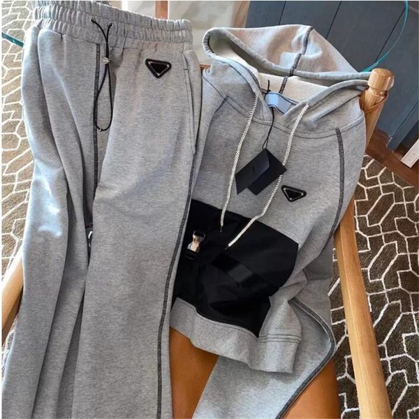 

women's tracksuits fall winter sportswear designer two piece set fashion with inverted triangle letter tracksuit size s-l, Gray