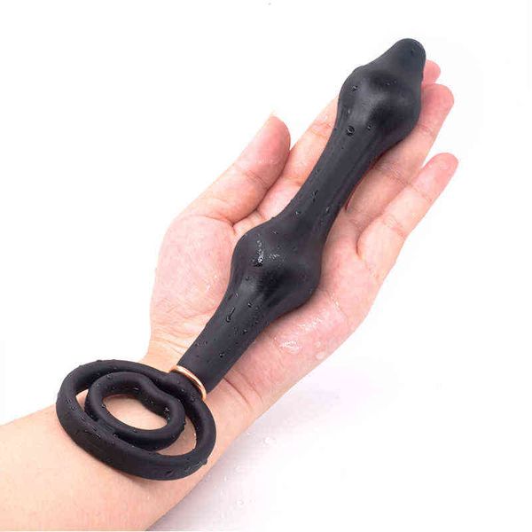 NXY Giocattoli del sesso anale Pompa anale Butt plug gonfiabile con sfera d'acciaio Doppia penetrazione Buttplug in silicone Uomini Massaggio prostatico Giocattoli del sesso 1123