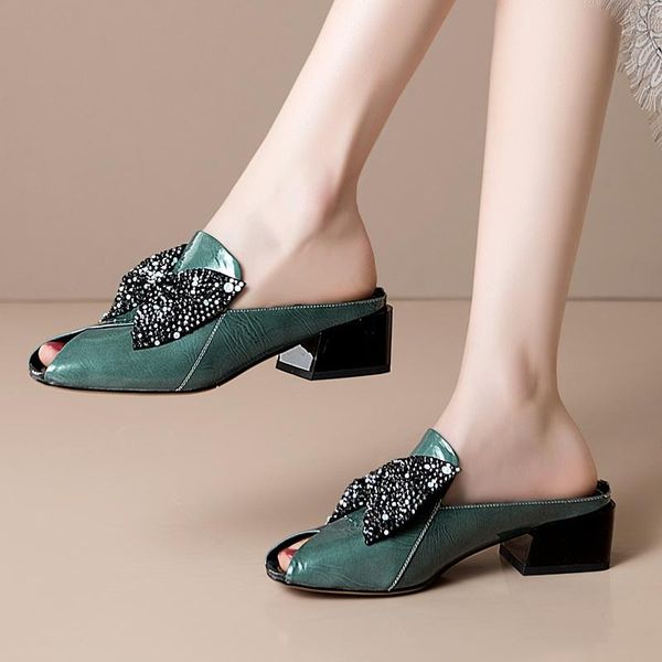 

dress shoes 2021 summer fashion women sandals square heels peep toe patent leather butterfly-knot casual size 34-42, Black