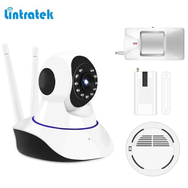 

alarm system kits hd 720p ip camera with pir motion sensor smoke detector window suitabe 433mhz gsm home lintratek systems