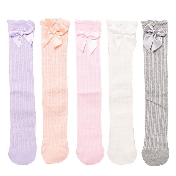 

socks 2021 baby children cute toddlers combed cotton ankle girls bowknots summer long type, Pink;yellow