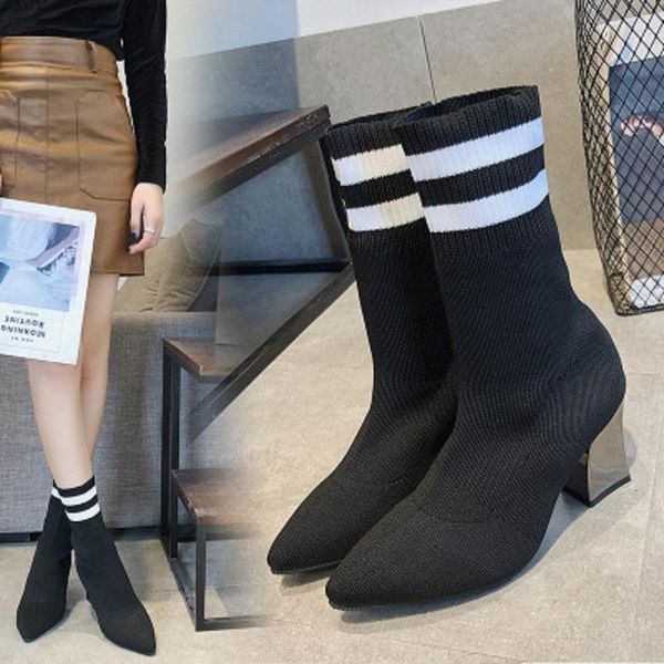 

boots autumn personality trend fashion all-match korean high-heeled women's, Black