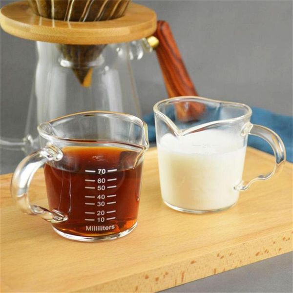 

wine glasses 70ml heat-resistant glass measuring cup home kitchen double-mouthed mini milk coffee cups with handle practical drinkware