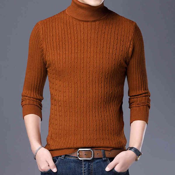 

2021 autumn winter new men's jacquard turtleneck fashion casual thick warm pullover sweater male brand cloth, Black