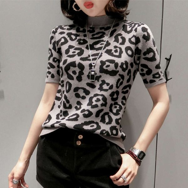 

women's sweaters sweater half high collar leopard print pullover for autumn and winter wear 0e8y, White;black