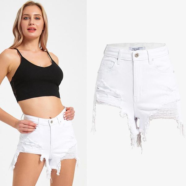 

jeans shorts 2021 summer women's female clothing white denim for women low waists loose beach, White;black