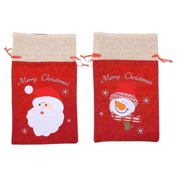 

gift wrap 2pcs christmas-themed drawstring pouches delicate christmas packing bags