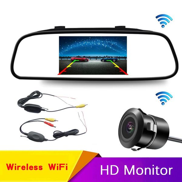 

car rear view cameras& parking sensors camera wifi wireless wiring kit 2.4ghz dc 12v transmitter/receiver mirror