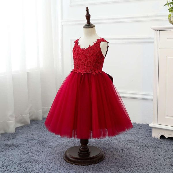 

summer aibao' flower girl with lace show princess dress children' skirt, White;red