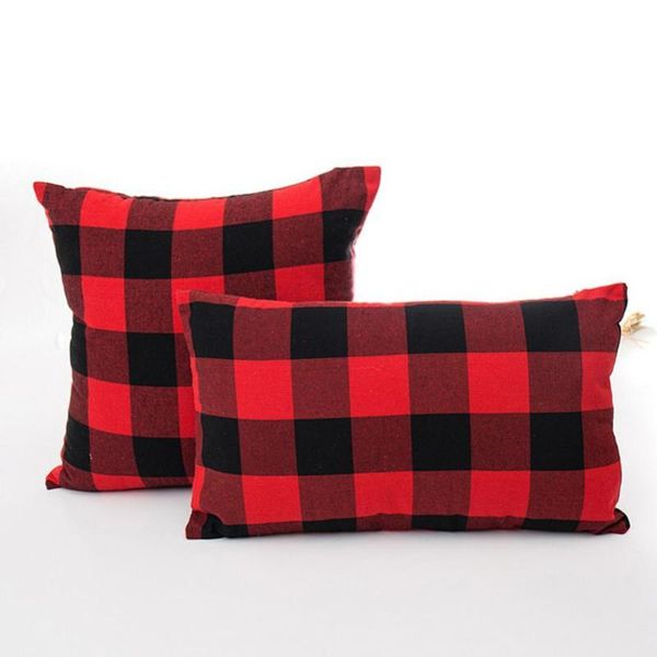

pillow christmas red-black plaid soft cover case cushion sofa bed car cafe decor