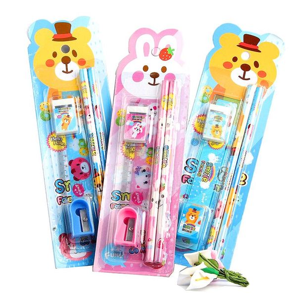

pcs/set ruler pencil creative fashion eraser cartoon cute office school supplies erasers sharpener stationery pencils