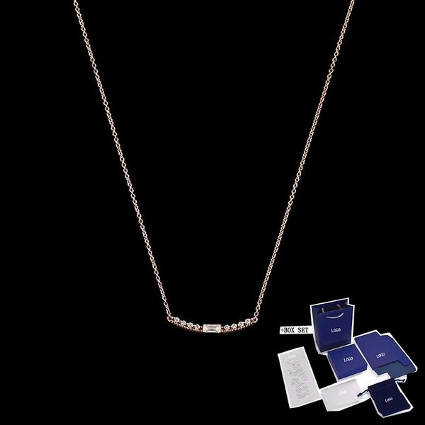 

chains 2021 fashion swa dia distinct line necklace rose gold exquisite decoration crystal female luxury jewelry romantic gift, Silver
