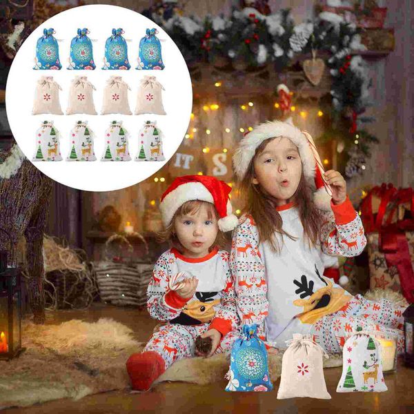 

christmas decorations 12pcs style cloth pocket candy gift bags (assorted color)
