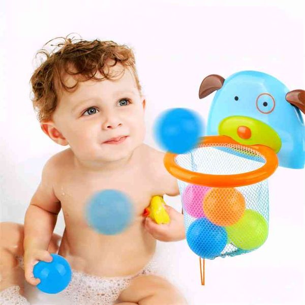 Giocattoli da bagno per bambini Vasca da bagno Tiro Canestro da basket Palle Playset Per bagno Bambino Ragazzi Ragazze Acqua Giocattolo Doccia Bambini 210712