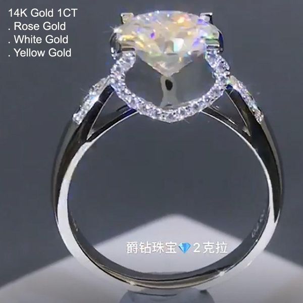 

cluster rings 14k white gold 1 moissanite diamond ring women round classic trendy wedding party engagement anniversary ct d color, Golden;silver