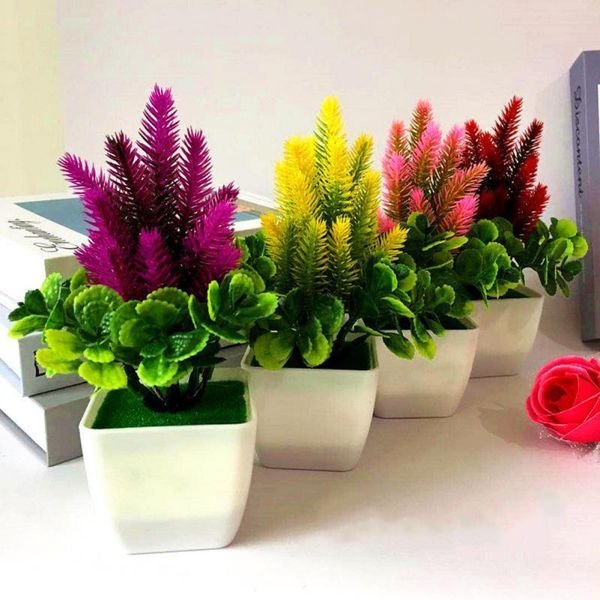 

decorative flowers & wreaths artificial plant pot flowerpot plastic green small bonsai flower simulation potted indoor office decor