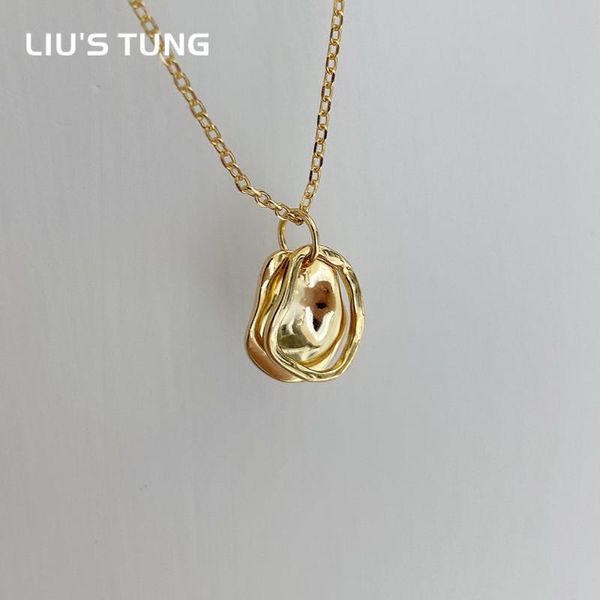 

chains liu's tung overlap 925 sterling silver geometric pendant necklaces for women personalized gifts handmade