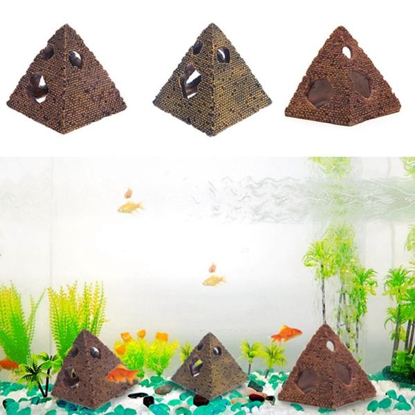 

decorations aquarium resin egyptian pyramid rockery hiding cave fish tank ornament decor apr25_40