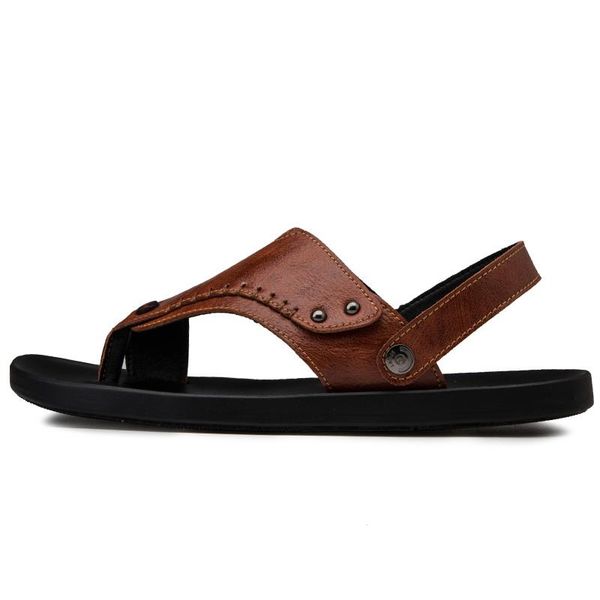 

sandals transpirables zandalias verano sandalia casa piscine masculino leather rasteira masculina sandalle homme 2021 rubber sandali de, Black