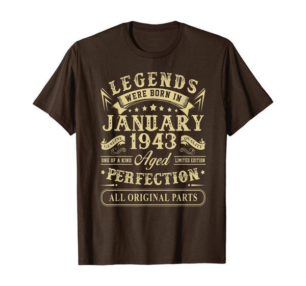 

january 1943 77th birthday gift 77 year old men women t-shirt, White;black
