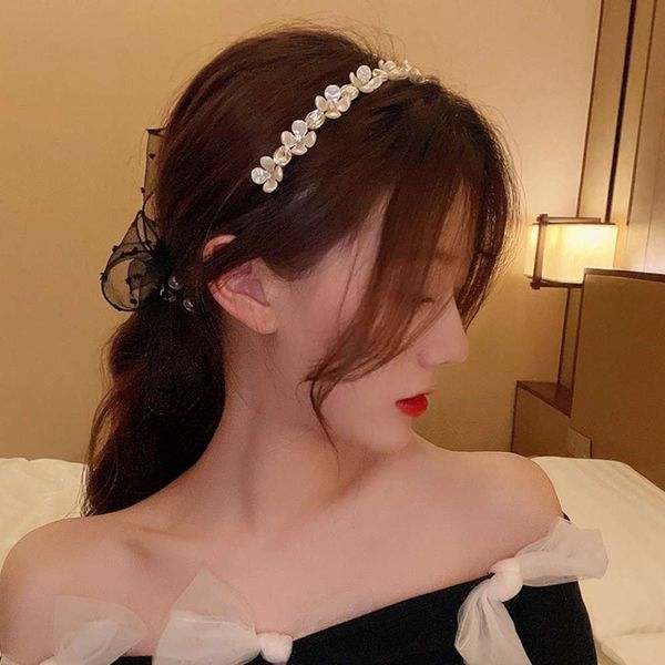 

headband pearl simple rhinestone headband out net red headdress, Black;brown