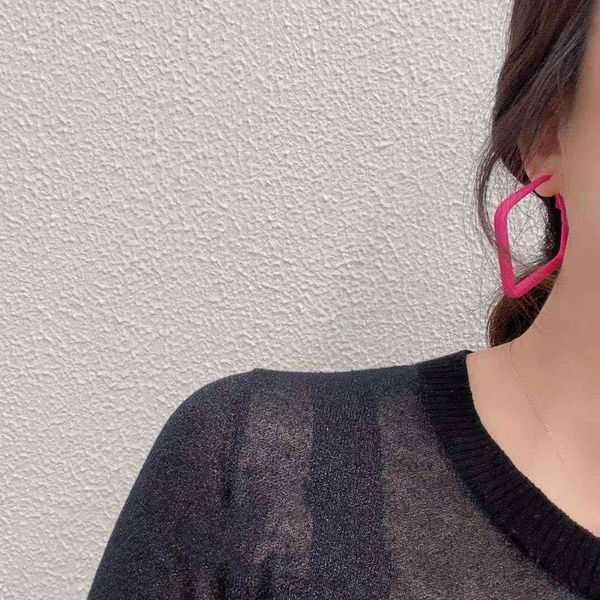 

special offer 70% off 925 silver needle 2021 new ins niche simple versatile square geometric color earrings