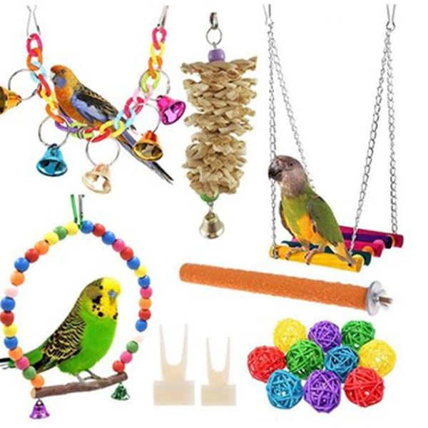 

myna parrot biting toy color 12pcs/set pet bird accessories supplies cage toys other