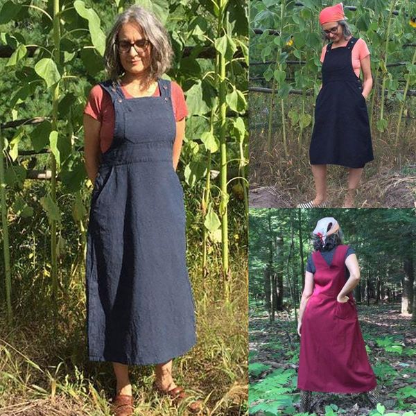 

casual dresses for women set knee high -bib jumper dress skirt,hand woven cotton vestidos verano ladies femme robe 2021 francais, Black;gray