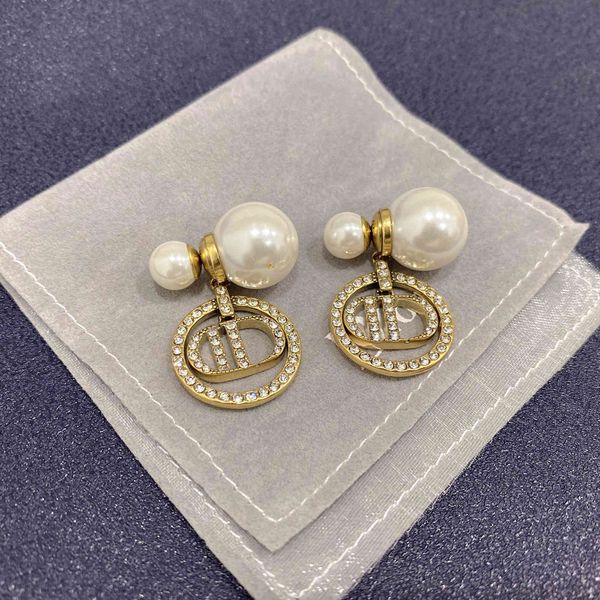 

design jewelry gold letter diamond pearl earrings, Golden