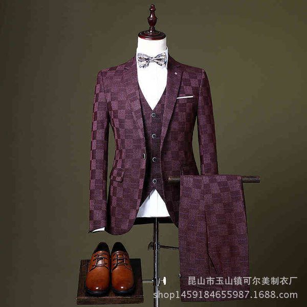 

luxury men's suits blazers spring and autumn slim fit suit wedding three piece men's busins leisure profsional suit, White;black