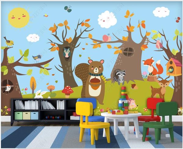 

wdbh 3d p wallpaper custom mural cartoon small animal forest big tree house home decor 3d wall murals wallpapers for walls 3 d in the bedroo