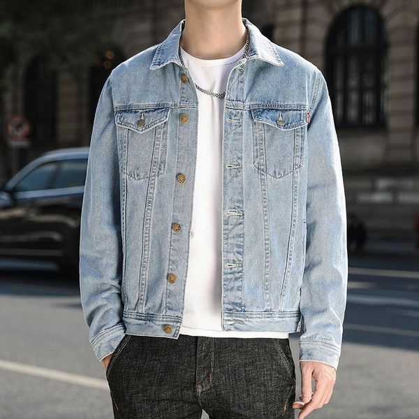 

men's down & parkas denim jacket autumn and winter 2021 trend slim fit versatile lapel casual wear, Black