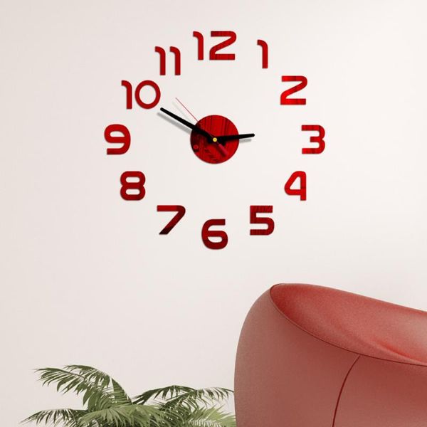 

wall clocks modern large 400mm 3d mirror surface clock sticker home office room diy decor 2021