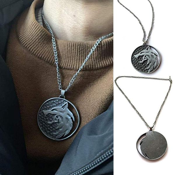 

men retro solid handicraft necklace craft pendant hollowing out choker animal pattern trendy ladies gifts ornaments necklaces, Silver