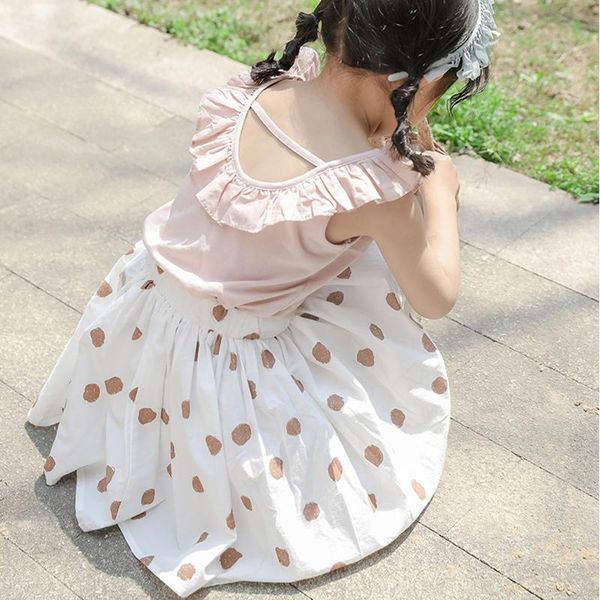 

skirts summer girls skirt dot printing cotton a-line elastic band kids princess baby girl children's clothing, Blue