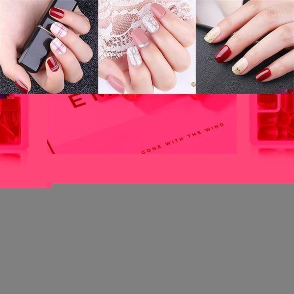 

30pcs/set colorfulreusable detachable full cover acrylic fake nails press on false nail tips art accessory tools1, Red;gold