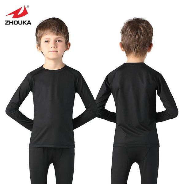

gym clothing children's compression uniform tracksuit fitness jogging training clothes rashgard kit 2 piece thermal underwear sportswea, White;black
