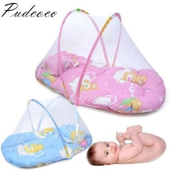 

pudcoco 2021 brand foldable born infant baby mosquito net travel tent mattress cradle bed crib netting