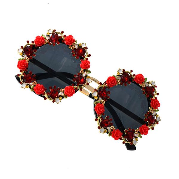 

fashion sunglasses sunglasses fashion personality luxury round metal summer flower diamond sun glasses, party rhinestone women shades, Black