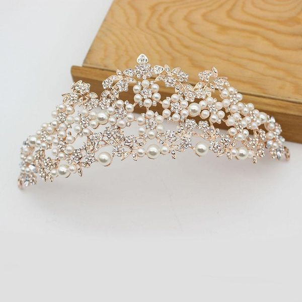 

hair clips & barrettes simulated pearl rhinestone big tiaras fashion bridal accessories princess crown wedding for female, Golden;silver