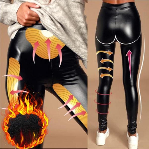 

women's pants & capris stretch fit pu leather shaper high waist leggings for women autumn winter tc21, Black;white