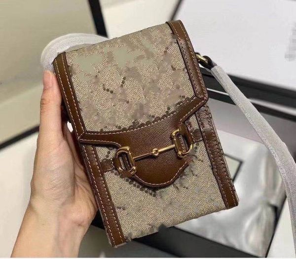 

women's horse clasp 1955 flip mobile phone mini print one shoulder messenger bag fashion small square bag pa1t 9i48