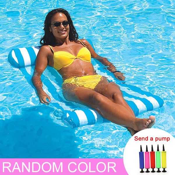 

4colors inflatable floating water hammock float pool lounge bed swimming chair with random color inflator beach items wholesale life vest &