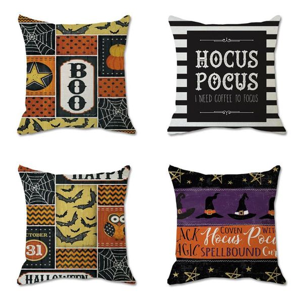 

cushion/decorative pillow ghost pumpkin letter print case happy halloween cushion cover car seat sofa waist throw pillowcases home decor #3