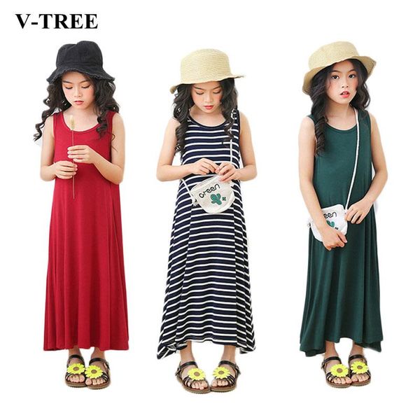 

girl's dresses 2021 summer girls dress bohemian for kids children sleeveless princess teenager costume roupa infantil, Red;yellow