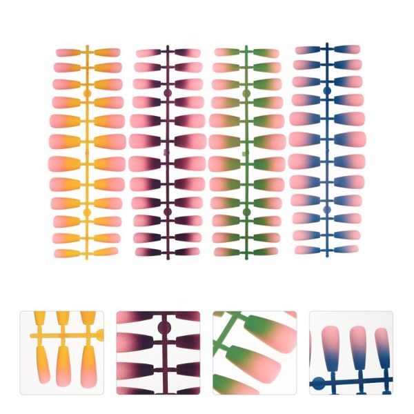 

false nails 96pcs press on nail tips full cover long manicure supplies, Red;gold