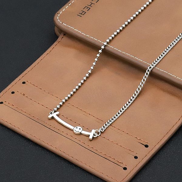 

jewelry korean version s925 sterling silver smiling face necklace women's simple and versatile temperament clavicle chain