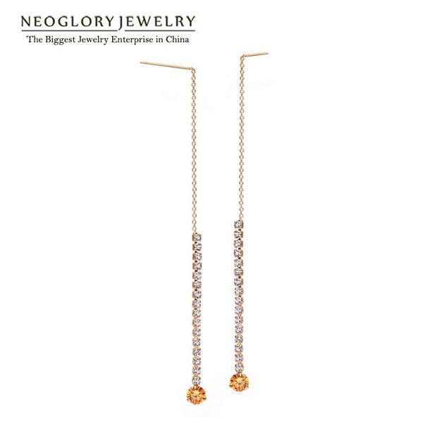 

dangle & chandelier neoglory rose gold color rhinestone fashion yellow zircon drop earrings for women 2021 jewelry simp-j, Silver