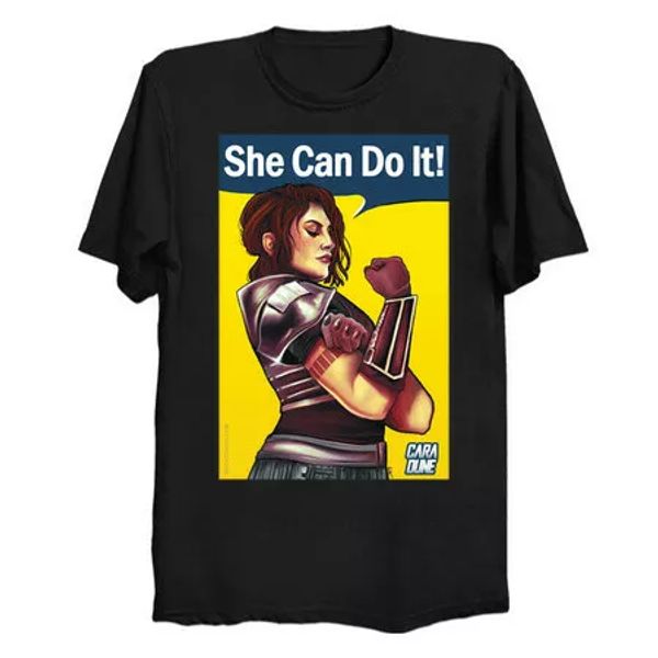

Space Wars She Can Do It Poster Movie Parody Funny Black T-Shirt S-6XL, White;black